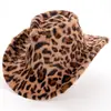 Novo chapéu de cowboy western com estampa de leopardo estilo europeu e americano para outono e inverno, fedora quente e moderno, chapéu de jazz, chapéu de lã com estampa de leite