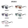 Óculos de Sol Metálicos Sem Aro com Design de Borda Cortada, Proteção UV, Armação Quadrada Tendência, Estilo de Rua Fashion, Óculos de Sol Versáteis