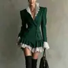 Vestido Blazer Elegante de Nuevo Estilo Europeo y Americano para Viajes de Negocios 2026 con Retazos Únicos y Bloques de Color Vestido de Manga Larga para Mujer, Hecho a Medida