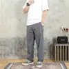 Calça Casual Leve de Seda Gelada com Bolso com Zíper Masculina de Verão Secagem Rápida Respirável Solta Caimento Reto Calça Esportiva