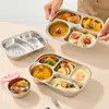 Plato de Acero Inoxidable 316 Transfronterizo para Comida Rápida Plato Compartimentado para Comer para Niños Bebés Plato para el Almuerzo de Jardín de Infancia Plato de Frutas de Dibujos Animados