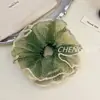 Goma de Pelo de Malla con Lunares de Verano con Borde de Cuatro Capas, Diseño Elegante y con Estilo para Peinados de Moño para Mujer