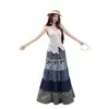 Falda de verano para mujer, estilo nuevo, azul artístico con bloques de color estampados, corte slim vintage, elegante y casual, hecha a medida