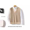Chaleco de Lana Grueso de Doble Hilo 2024 Chaleco para Hombre Cuello en V Bloque de Color Rayas Informal Sin Mangas Suéter Chaleco de Moda