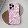 Capa protetora de vidro com estampa de rosa sonhador rosa, estilo ins japonês e coreano, para iPhone 16, com furos de precisão, capa estética para celular 17pm