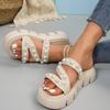 Zapatos de Playa Impermeables de Suela Gruesa, Estilo Pequeño Fragante, Sandalias Versátiles de Una Línea, Pantuflas para Mujer, Ropa Exterior de Verano a la Moda Nuevo Estilo 2025