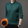 Polo de otoño e invierno con media cremallera y forro polar grueso, camiseta de manga larga de color liso con solapa para hombre, camiseta básica para hombres de mediana edad y jóvenes.