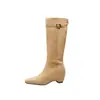 Botas Altas Cuadradas para Mujer que Aumentan la Altura 9cm, Nuevo Modelo 2026, Estilo Páramo con Hebilla de Cinturón, Botas de Moda Adelgazantes, Botas de Montar Retro