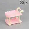 Mini Muebles Artificiales Pequeños Refrigerador Carrito de Comedor Caja Registradora Carrito de Compras Estante para Pasteles y Verduras Estante de Doble Cara Juguetes para Casa de Juego