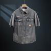 Camisa de mezclilla de manga corta para hombre nueva 2024 Camisa casual de trabajo para hombre estilo americano Verano talla grande Abrigo de moda Camisa