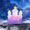 Contos de Fadas Luminosos Castelo Brilhante Micro Paisagem Decorações de Mesa e Carro Estrelas e Lua Fantasia Castelo Ornamentos de Resina