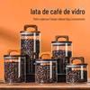 Capa de Alça Estilo Americano Pote de Vidro Selado Grão de Café Pote de Armazenamento de Cozinha à Prova de Umidade Fruto Fruto Garrafa de Exibição de Medicina Chinesa
