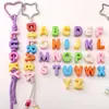 Miçangas Acrílicas Cor Creme com Furo Grande de Números e Letras para Correntes de Celular Artesanais DIY, Pingentes de Bolsa e Acessórios Decorativos