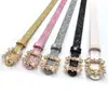 Cinturón de Cuero para Mujer con Incrustaciones de Pedrería y Hebilla Cuadrada Decorativa, Versátil Cinturón de Hebilla Lisa para Mujer, Cinturón para Pantalones Estilo Ins