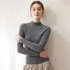Suéter 100% Caxemira Pura Feminino Manga Longa Tricô Gola Alta Meia Sem Costura Versátil Suéter Slim Fit Camada Interna Camada Base