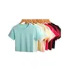 Algodón Puro Dopamina Fresco Casual Holgado Versátil Camiseta Básica de Manga Corta Camiseta de Color Sólido Cuello Redondo Adelgazante Top de Manga Corta