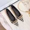 Zapatos Planos de Príncipe de Gales para Mujer 2026 Nuevo Estilo Mocasines Elegantes y Versátiles de Punta Inspirados en Chanel para Combinar con Vestidos