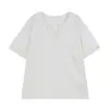 ALINDM Talla Grande para Mujer Verano Encaje Adornado Top Adelgazante 100kg Cuello V Manga Corta Camiseta Holgada