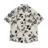 Camisa masculina de manga curta solta de verão de alta qualidade com caimento, estilo ruffian moderno, estampa em aquarela, não amassa, estoque atual da moda