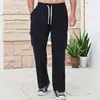 Otoño 2025 Pantalones Casuales Transfronterizos de Pana para Hombre Pantalones Casuales Transpirables de Pierna Ancha Multibolsillos Rectos