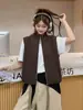 Colete casual simples de gola alta estilo coreano para mulheres, novo top versátil sem mangas para outono de 2026 para usar em camadas