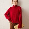 Tejido de Cachemira para Mujer 2024 Otoño e Invierno Nuevo Tejido de Manga Larga Cuello Medio Tortuga Holgado Cable Pesado Capa Interior