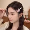 Pinza para el pelo floral rosa versátil estilo coreano para mujer, pinza para flequillo lateral, accesorio para el pelo de pico de pato de alta gama para flequillo