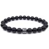 Nuevo Diseño Venta Caliente Transfronteriza Pulsera Magnética de Piedra Biliar Negra Ágata Imitación Turquesa Blanca Hecha a Mano con Cuentas Europea y Americana