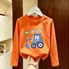 Camiseta de Manga Larga 100% Algodón para Niños 2026 Nuevo Estilo Otoño Talla Mediana y Grande Estampado de Dibujos Animados Camiseta Básica de Manga Larga para Niños