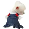 Pet Circle Roupas para Cães e Gatos Coleção Vestido com Bolso Jeans Floral Cão de Porte Pequeno e Médio Vestido com Suspensório Flor Vermelha Pequena