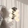 Lámpara de araña de diseño para restaurante Nórdico Italiano Creativa para dormitorio Mesita de noche Armario Múltiples Cabezales Tubería de Agua Vidrio Molecular Lámpara de araña