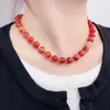 Colar Vintage de Pedras Naturais Ágata Vermelha Estilo Francês, Corrente para Clavícula de Luxo Leve Nicho Outono e Inverno, Acessório Elegante