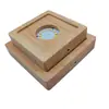 Base Cuadrada de Madera Maciza Piedra de Cristal Base Luminosa LED Luz de Noche de Madera Base Luminosa