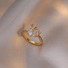 Anillo para Mujer, Conejo Zanahoria Circonita Rosa Anillo Abierto, Estilo Dulce y Fresco, Diseño de Nicho, Anillo de Dedo Índice de Moda