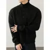 Moda masculina outono e inverno estilo old money suéter de gola alta com botões reversível, estilo coreano, bonito, cor sólida, suéter casual versátil