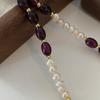 Collar de Perlas Amatista Verano de Agua Dulce Gama Alta Vintage Colgante Gota de Agua Cadena de Lana Accesorios sin Color para Mujer Productos Nuevos
