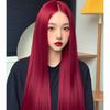 Peluca Vintage Borgoña para Bebé Niña, Cabello Largo y Liso, Estilo Diario Estudiante, Peluca de Cabeza Completa con Corona Alta