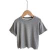 Camiseta de Verano de Color Sólido de Manga Corta Estilo Coreano para Niños Ropa Infantil de Modal para Niños Top Delgado con Cuello Redondo para Bebé Niña