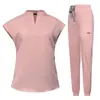 Top de Uniforme de Trabajo sin Mangas con Cuello Alto para Salón de Belleza, Consultorio Dental, Enfermera, Conjunto de Uniforme de Trabajo, Bata Quirúrgica, Personal Médico Femenino