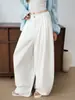 Calças largas estilo workwear rosa para mulheres, nova coleção de outono, cintura alta, soltas, modeladoras, casuais, retrô, high street, calças de perna curva