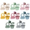 Set de Vajilla de Silicona para Niños Vajilla de Alimentación de Silicona de Grado Alimenticio para Bebé Vaso de Agua Babero Ventosa Tazón de Comida