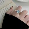 Anillo de Plata de Ley s925 con Aguamarina para Mujer ins Sentido Fresco Diseño de Nicho Sentido Avanzado Anillo Oval Geométrico Simple