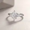 Anillo de Plata de Ley S925 con Forma Irregular de Moissanita, Anillo de Boda de Gama Alta de Nicho No Desvanecible, Hecho a Medida