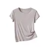 Verano Nuevo Lyocell Lana Manga Corta Estilo Japonés Simple Color Sólido Cuello Redondo Coreano Casual Transfronterizo Wholesale Ropa de Mujer