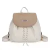 Al por mayor 2026 Nueva Mochila para Estudiantes de Secundaria Versátil Casual Moda Mochila Color Bloque Letra Cierre de Cordón Bolso de Hombro Doble para Mujer