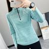 Outono e inverno veludo fleece feminino forrado com lã quente esportivo respirável camisa base montanhismo corrida pulôver camiseta top