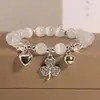 Pulseira DIY Gato Kt Feminina Estilo K Trevo com Contas Pulseira Sino Estudante Presente para Namorada e Melhor Amiga Tendência
