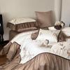 Roupa de cama bordada com flores em estilo clássico Roupa de cama Roupa de cama Quatro estações de algodão australiano de alta qualidade Algodão de fibra longa Conjunto de quatro peças