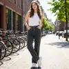 Jeans de pierna ancha elásticos de alta calidad Meike Duo/TikTok de venta caliente transfronteriza para mujer, moda europea y americana de comercio exterior para mujer