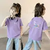 Camiseta de manga corta 100% algodón para niña 2026 nuevo estilo de verano camiseta de manga corta para niños pequeños y medianos fina elegante ropa para niños bebé moderna